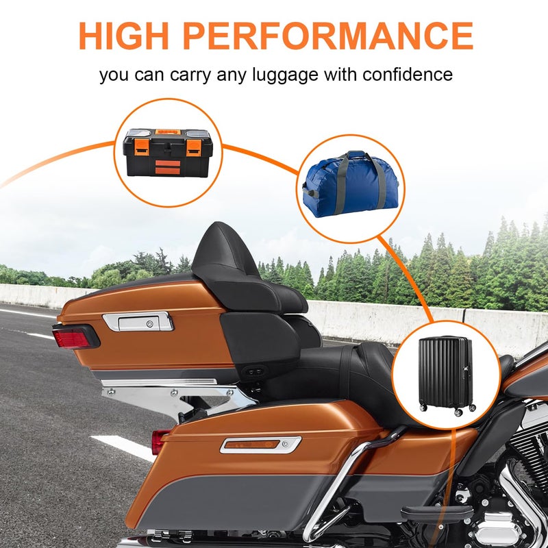 AUFER Detachable Chrome Rear Trunk Two Up Luggage Rack Mounting Bracket Rack Compatible with for Touring Road King Street Glide Road Glide Electra Glide Tour Pack Pak 2014-2024 - Image 5